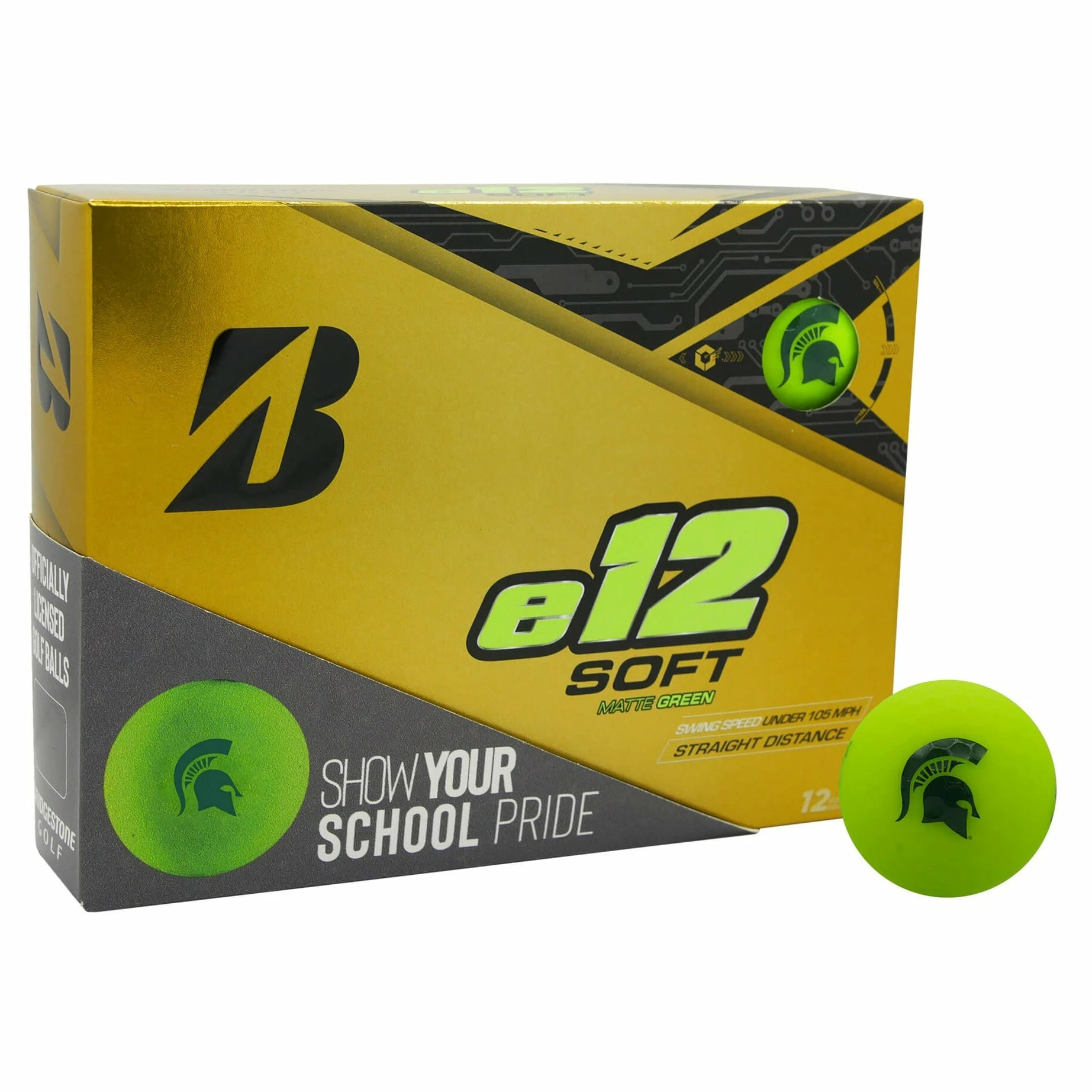 Bridgestone E12 SOFT Michigan State Spartans Golf Balls - Dozen