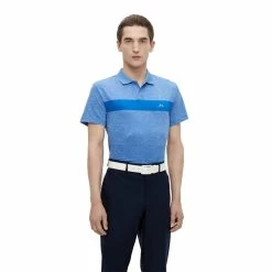 J.Lindeberg J. Lindeberg Jay Amer Fit Ocean Blue Melange Mens Golf Polo