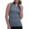 EP NY EP New York Mock Zip Printed Black Multi Womens Sleeveless Golf Polo