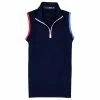 Polo Ralph Lauren RLX Tricolor French Navy Womens Sleeveless Golf 1/4 Zip