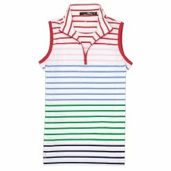 Polo Ralph Lauren RLX Printed Rainbow Stripe Womens Sleeveless Golf Polo