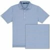 Polo Ralph Lauren RLX Ralph Lauren Airflow Stripe Light Grey Heather Blue Lagoon Mens Golf Polo
