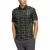 Adidas Golf Adidas Jacquard Lines Black-Lime Mens Golf Polo