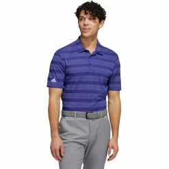 Adidas Golf Adidas Two-Color Striped Indigo Mens Golf Polo